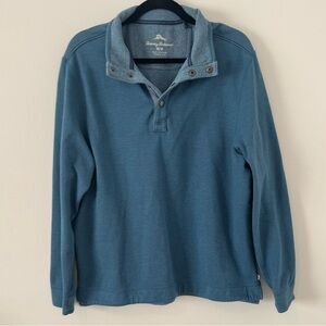 Tommy Bahama Men’s Blue Snap Neck Pullover Sweatshirt Long Sleeve Size M